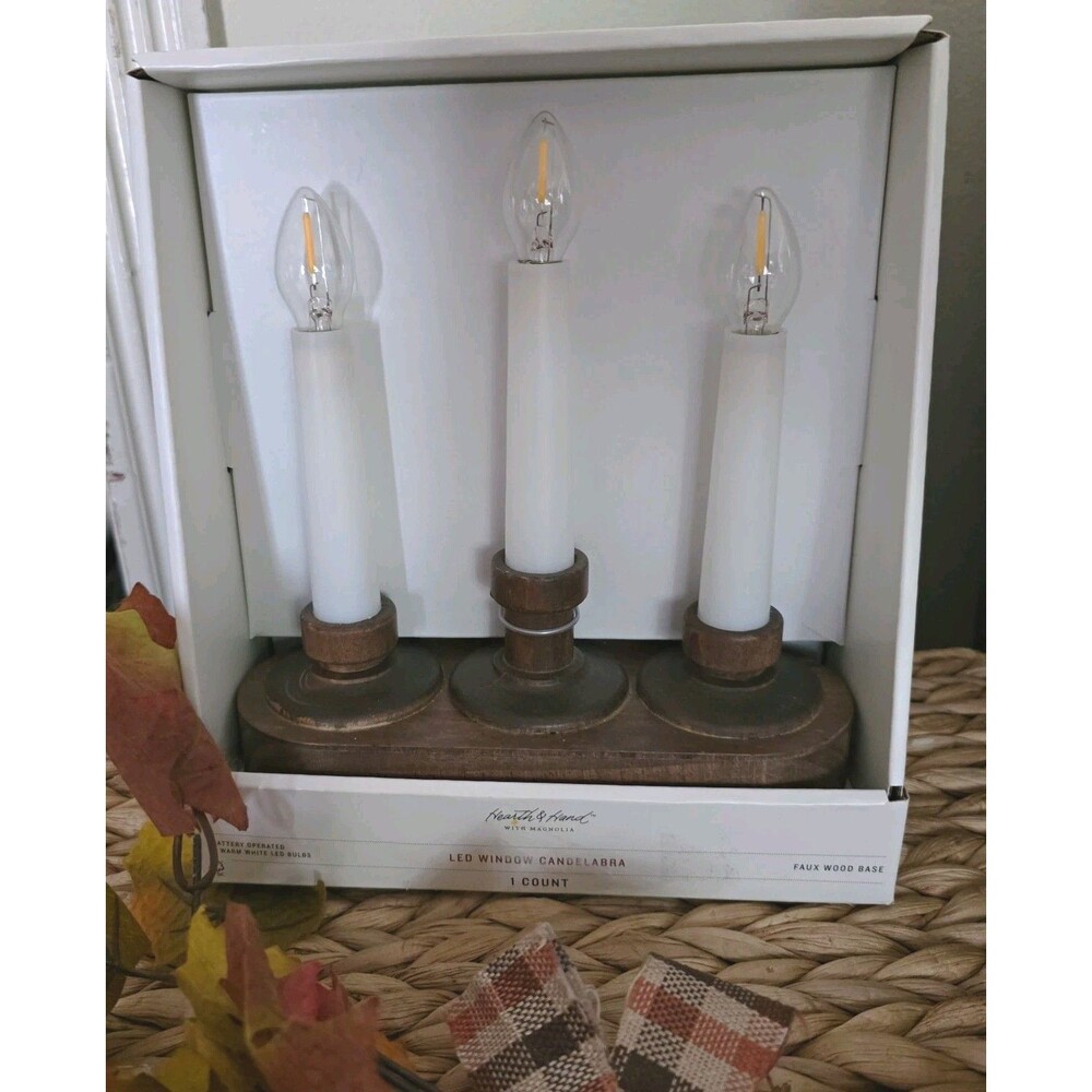 Hearth & Hand with Magnolia LED Window Candelabra 3-Light Timer Battery-Operated